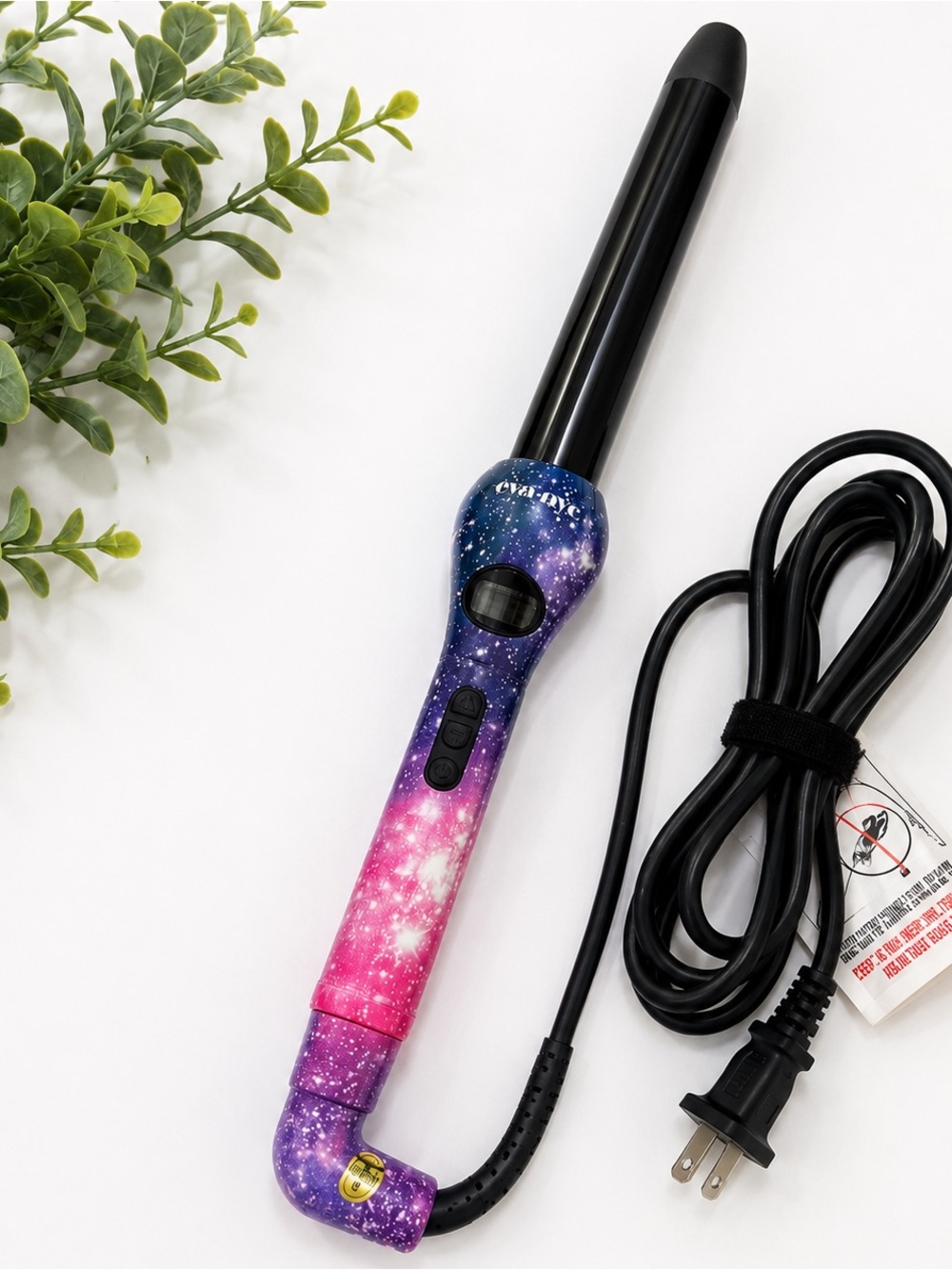 EVA NYC Galaxy 1” Clip-Free Curling Wand Digital Display
